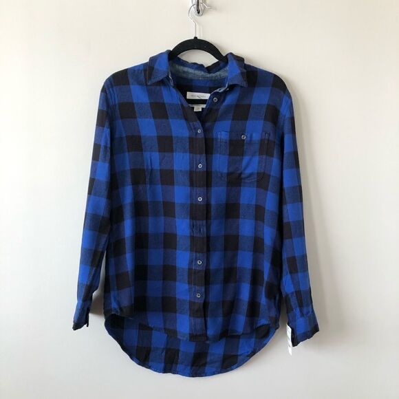 Nwt- Treasure and Bond Buffalo Blue Plaid Flannel - Picture 2 of 6